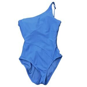 BECCA by Rebecca Virtue Fine Line Adeline Rib Asymmetrical One-Piece Swimsuit L